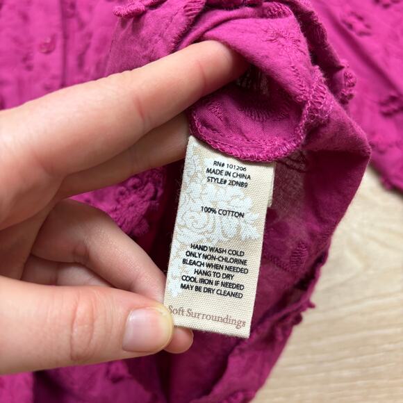 Soft Surroundings Sunny Day Floral Applique Blouse Women’s M Color Pink - Picture 3 of 5